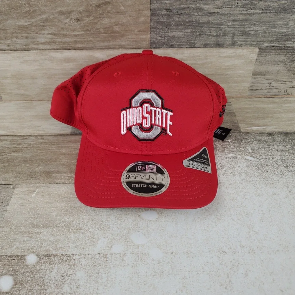 New Era Ohio State Buckeyes Hat 9SEVENTY Red Stretch Snap Trucker Adjustable Hat